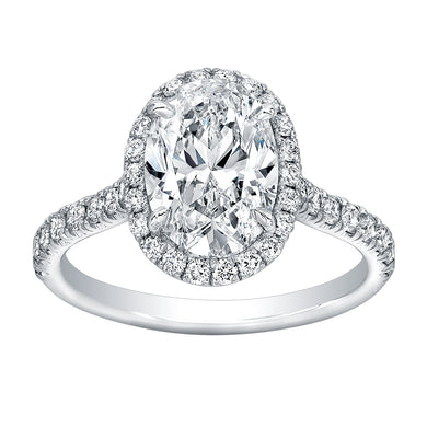 Oval Cut Diamond Engagement Ring with Pave Halo, Engagement Ring,  - [Wachler]