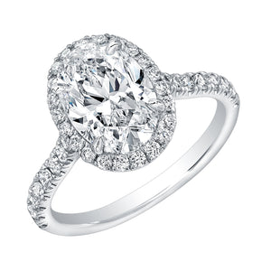 Oval Cut Diamond Engagement Ring with Pave Halo, Engagement Ring,  - [Wachler]