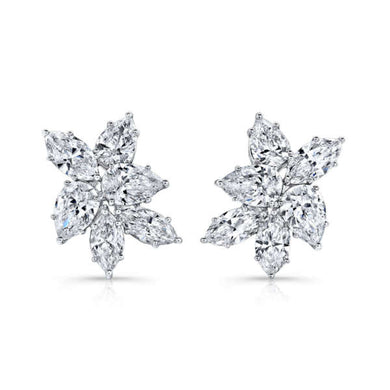 Pear Shaped Diamond Cluster Earrings, Earrings,  - [Wachler]