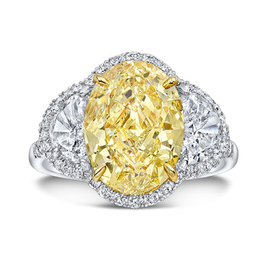 Fancy Yellow Oval Cut Diamond Engagement Ring, Engagement Ring,  - [Wachler]