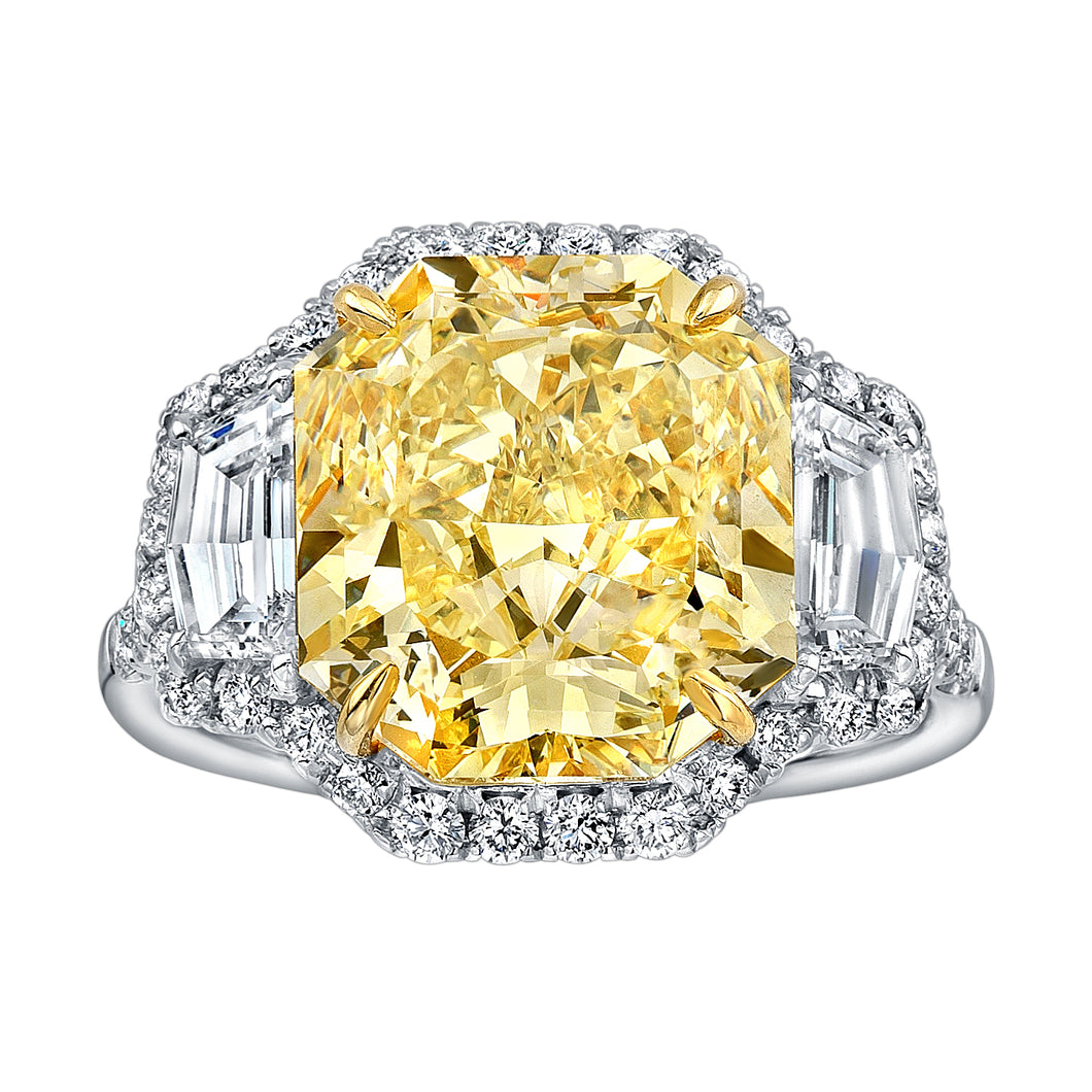 Fancy Yellow Radiant Cut Diamond Engagement Ring with Pave Halo, Engagement Ring,  - [Wachler]