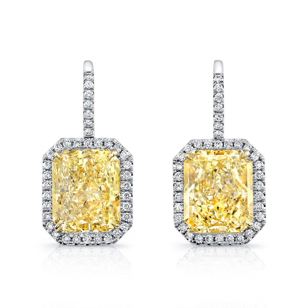 Radiant Cut Yellow Diamonds Stud Earrings, Earrings,  - [Wachler]