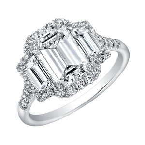 Emerald Cut Diamond Engagement Ring with Pave Halo, Engagement Ring,  - [Wachler]