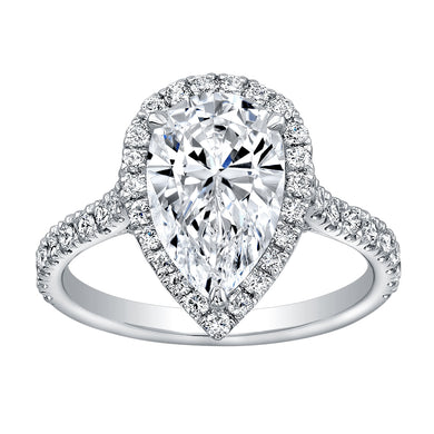 Pear Cut Diamond Engagement Ring with Pave Halo, Engagement Ring,  - [Wachler]