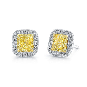 Radiant Cut Yellow Diamond Stud Earrings, Earrings,  - [Wachler]