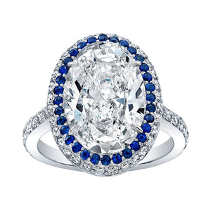 Oval Cut Diamond and Sapphire Engagement Ring, Engagement Ring,  - [Wachler]