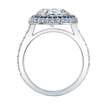 Load image into Gallery viewer, Oval Cut Diamond and Sapphire Engagement Ring, Engagement Ring,  - [Wachler]