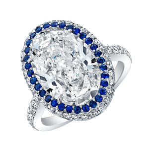 Oval Cut Diamond and Sapphire Engagement Ring, Engagement Ring,  - [Wachler]