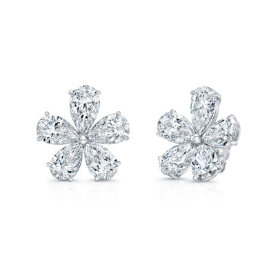 Pear Shaped Floral Stud Earrings, Earrings,  - [Wachler]
