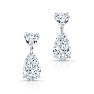Heart and Pear Shaped Diamond Dangle Earrings, Earrings,  - [Wachler]