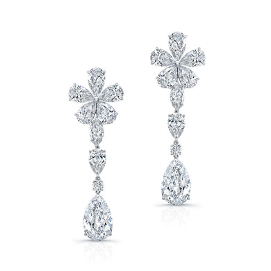 48ct Dangle Pear and Flower Shaped Earrings, Earrings,  - [Wachler]