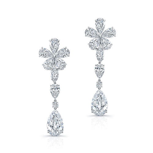 48ct Dangle Pear and Flower Shaped Earrings, Earrings,  - [Wachler]