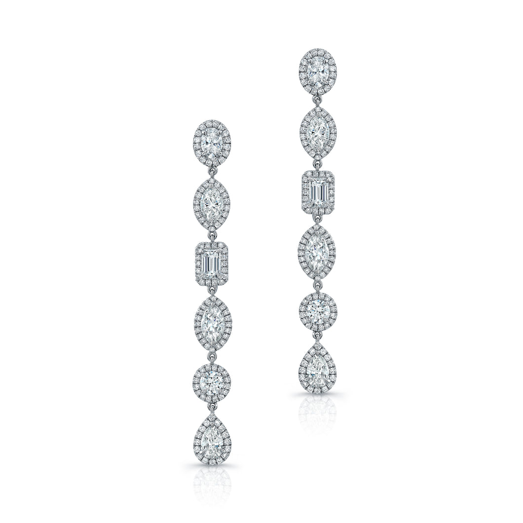 Multi-Cut Diamond Earrings With Pave Halo, Earrings,  - [Wachler]