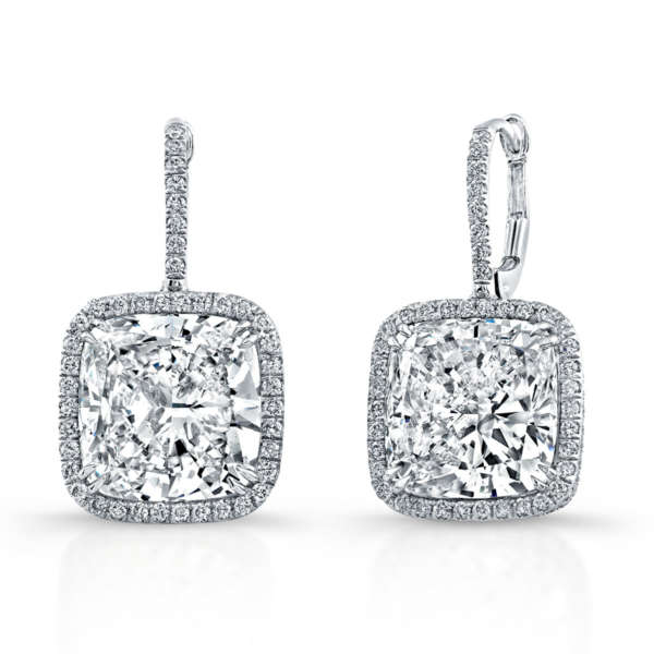 Cushion Cut Diamond Dangle Earrings With Pave Additions, Earrings,  - [Wachler]