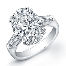 Load image into Gallery viewer, Platinum 4 Carat Oval Tapered Baguette Engagement Ring, Engagement Ring,  - [Wachler]