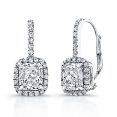 Cushion Cut Diamond Dangle Earrings, Earrings,  - [Wachler]