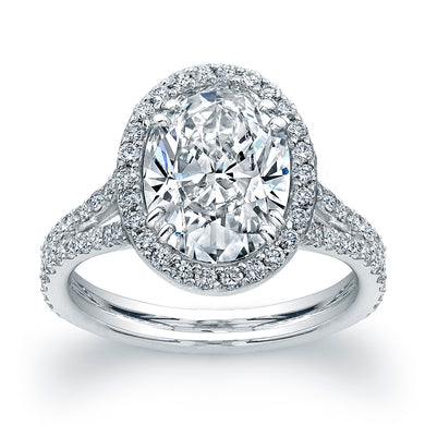 3 Carat Oval Diamond Engagement Ring with Pave Halo, Engagement Ring,  - [Wachler]