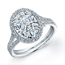 Load image into Gallery viewer, 3 Carat Oval Diamond Engagement Ring with Pave Halo, Engagement Ring,  - [Wachler]