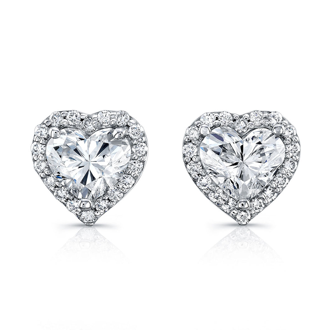 Heart Shaped Diamond Stud Earrings, Earrings,  - [Wachler]