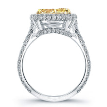 Load image into Gallery viewer, Fancy Yellow Cushion Cut Diamond Engagement Ring with Pave Halo, Engagement Ring,  - [Wachler]