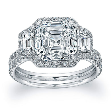 Asscher Cut Diamond Engagement Ring with Pave Halo, Engagement Ring,  - [Wachler]
