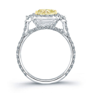 Cushion Cut Fancy Yellow Diamond Engagement Ring with Pave Halo, Engagement Ring,  - [Wachler]