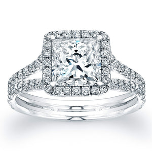 Princess Cut Diamond Engagement Ring with Pave Halo, Engagement Ring,  - [Wachler]