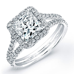 Princess Cut Diamond Engagement Ring with Pave Halo, Engagement Ring,  - [Wachler]