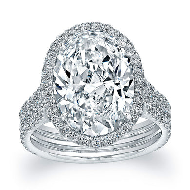Oval Cut Diamond Engagement Ring with Pave Halo, Engagement Ring,  - [Wachler]