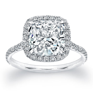 Cushion Cut Diamond Engagement Ring with Pave Halo, Engagement Ring,  - [Wachler]