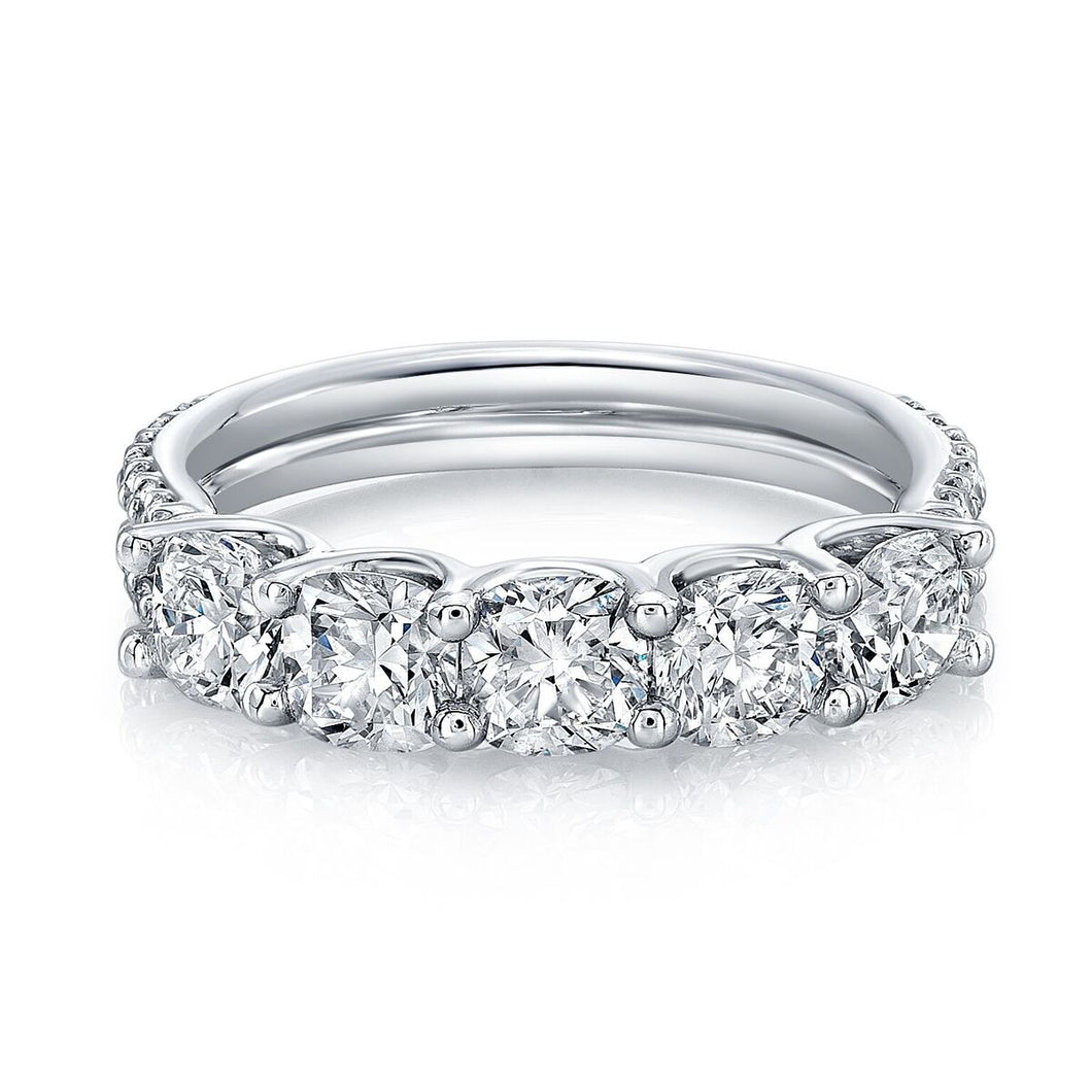Round Diamond Wedding Band with Pave Accents, Wedding Bands,  - [Wachler]