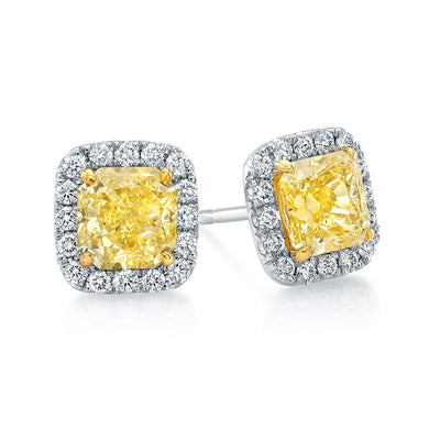 Radiant Cut Yellow Diamond Stud Earrings, Earrings,  - [Wachler]