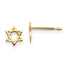 Load image into Gallery viewer, 14k Gold Star of David Children&#39;s Earrings