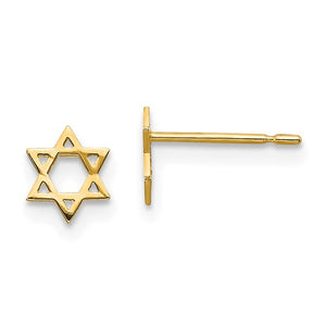 14k Gold Star of David Children's Earrings