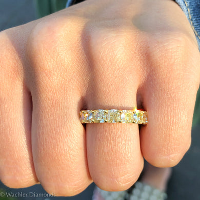 Wachler Fancy Yellow Cushion Eternity Band 6.5ct