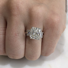 Load image into Gallery viewer, Three Stone Radiant Cut Ring (Elongated) + Trapezoid Sides Setting