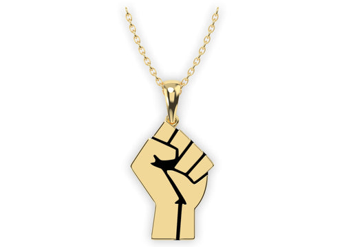 14k Gold Black Lives Matter Fist Pendant