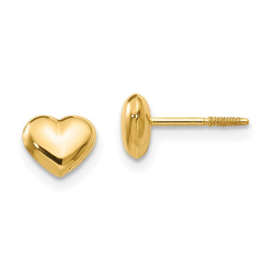 14k Gold Puffy Heart Children's Earrings