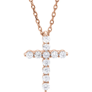 14K Gold 0.25 Carat Diamond Cross Pendant - Medium, Pendant,  - [Wachler]