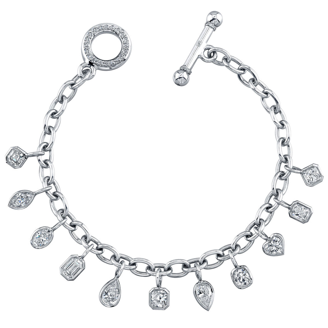 Mixed Shapes Diamond Charm Bracelet, Bracelet,  - [Wachler]