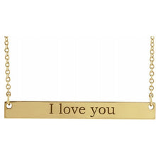 Load image into Gallery viewer, 14k Gold Engravable Bar Necklace w/ 18&quot; Chain
