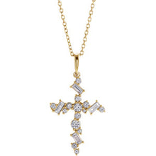 Load image into Gallery viewer, 14K Rose 0.37ct Diamond Scattered Cross Necklace, Pendant,  - [Wachler]