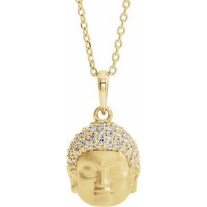 14K Gold 1/8 CTW Diamond Buddha Pendant