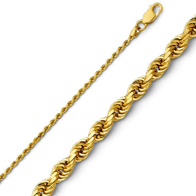 14K Gold 1.5 mm Diamond Cut Rope Chain