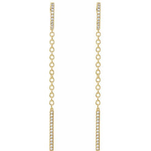 Load image into Gallery viewer, 14K Yellow Gold 1/4 CTW Diamond Hinged Hoop Chain Earrings