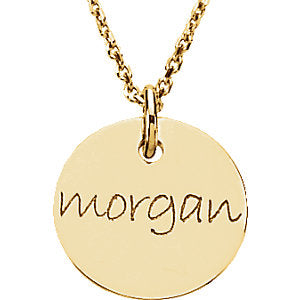 14K Gold Engravable Mini Disc Pendant 12.7 mm, Pendant,  - [Wachler]