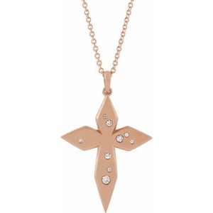 14K Yellow .08 CTW Diamond Cross 16-18