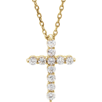 14K Gold 0.25 Carat Diamond Cross Pendant - Medium, Pendant,  - [Wachler]