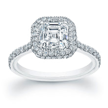 Load image into Gallery viewer, Asscher Cut Diamond Engagement Ring with Pave Halo, Engagement Ring,  - [Wachler]