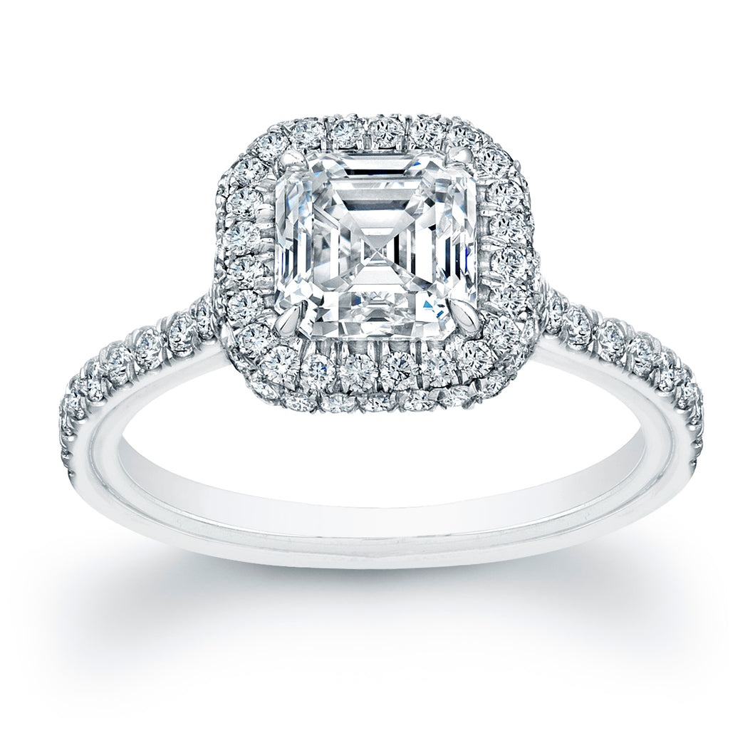 Asscher Cut Diamond Engagement Ring with Pave Halo, Engagement Ring,  - [Wachler]